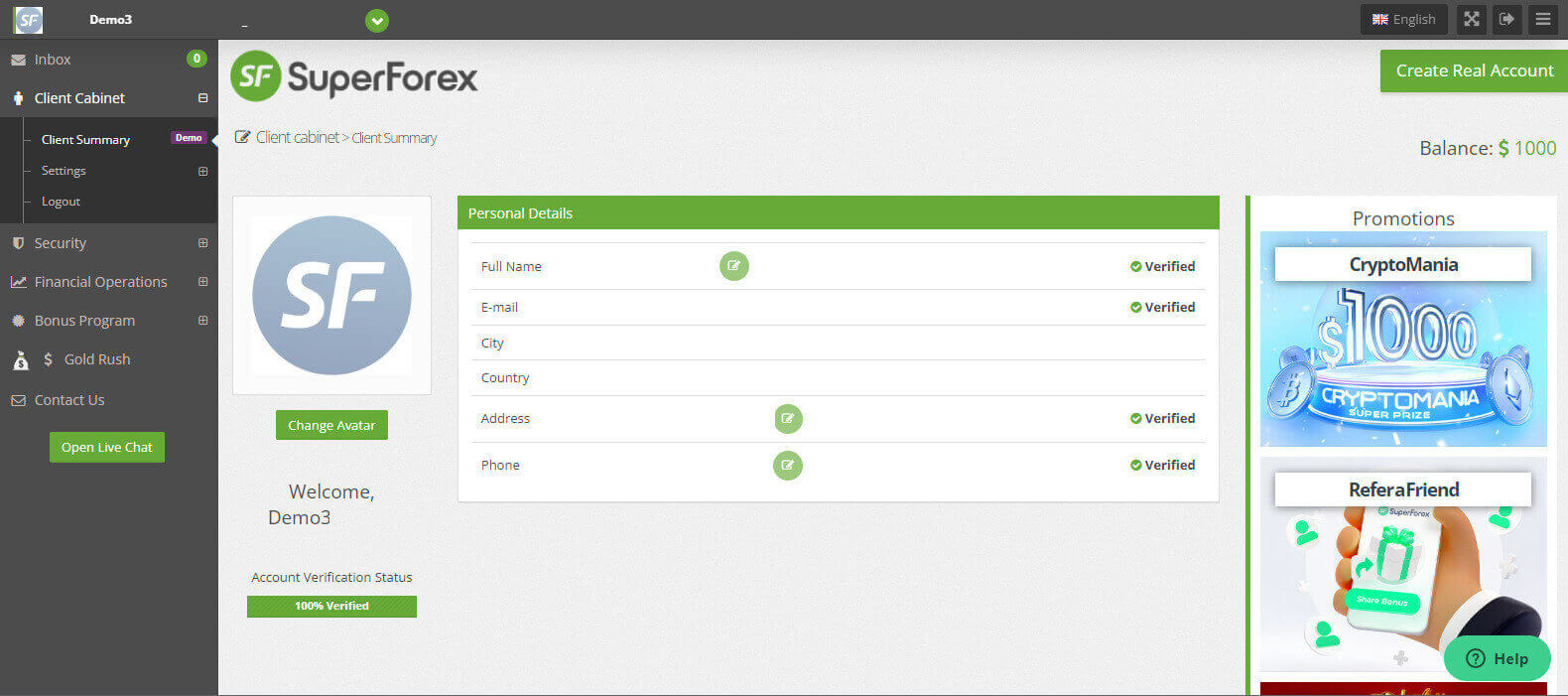 نحوه ثبت نام و شروع تجارت با یک حساب آزمایشی در SuperForex