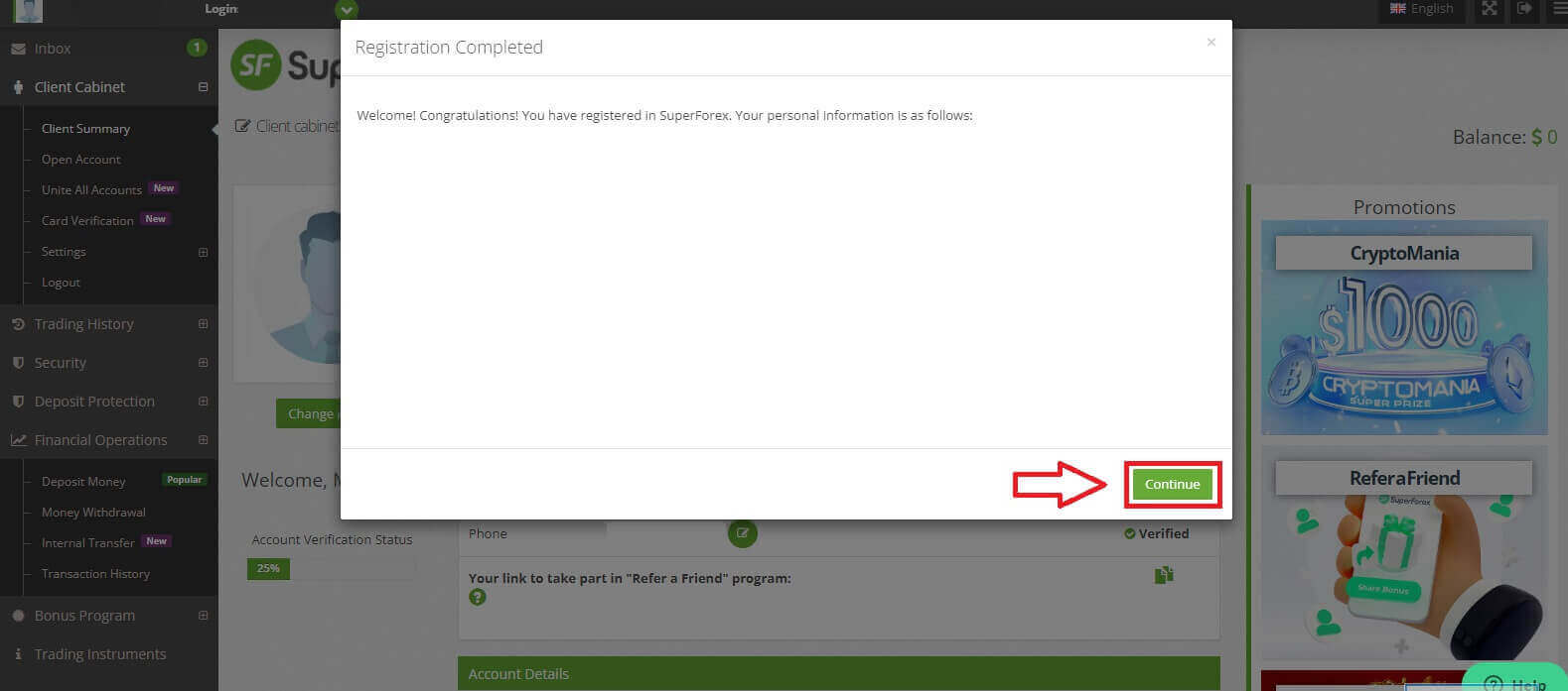 نحوه ثبت و تأیید حساب در SuperForex