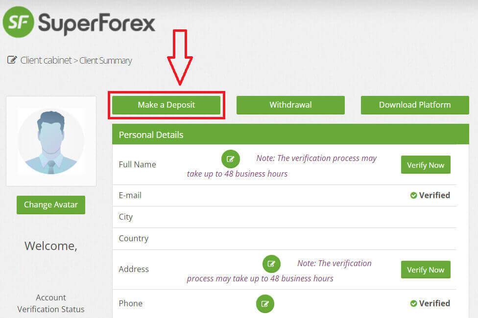 نحوه برداشت و سپرده گذاری در SuperForex